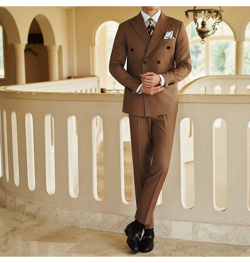 Hangzhou Men'S High-End British-Style Business Dress Suit Double-Breasted Gentleman Naples Buckle Suit - Image 1